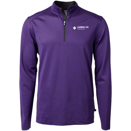 Lambda Chi Alpha | Virtue Eco Pique Micro Stripe Recycled Quarter Zip Mens Pullover